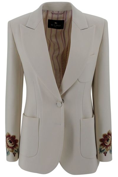 Etro Floral-Embroidered Single-Breasted Blazer