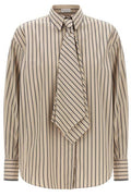 Brunello Cucinelli Striped Tie Detail Shirt