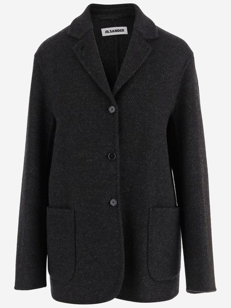 Jil Sander Herringbone Single-Breasted Coat