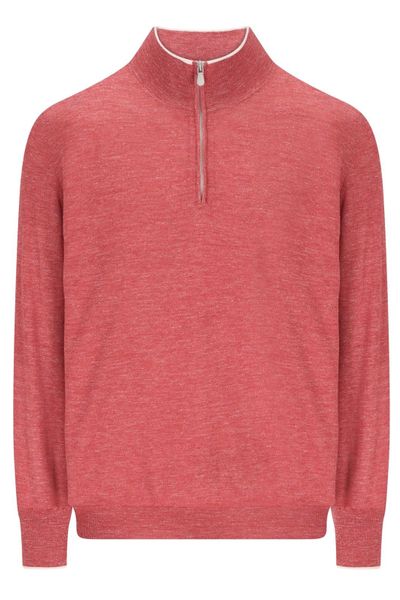 Brunello Cucinelli Half-Zip High-Neck Knitted Sweater