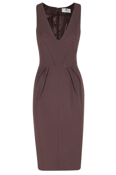 Elisabetta Franchi Pleated V-Neck Dress