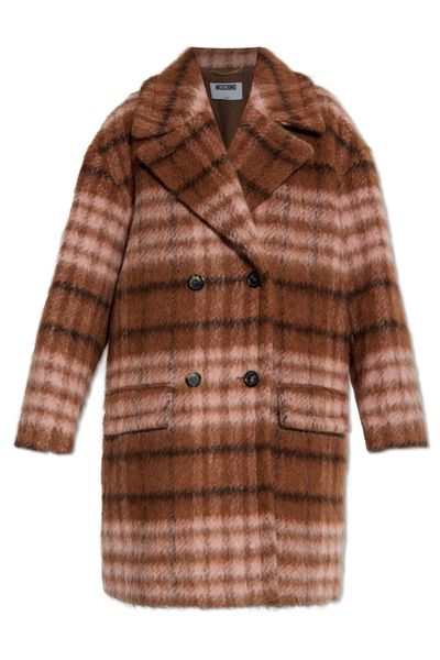Moschino V-Neck Checked Coat