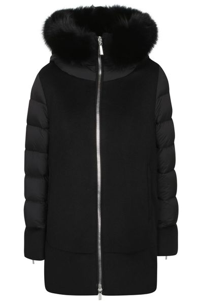 Moorer Fur-Trimmed Hood Quilted Jacket