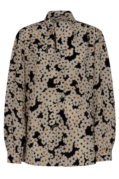 Valentino All-Over Floral Printed Long-Sleeved Top