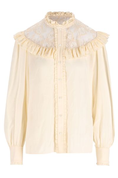 Chloé Lace Panel Ruffled Blouse