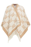 Max Mara Studio All-Over Logo Patterned Fringed Edge Cape
