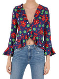 Saint Laurent Ruffled V-Neck Blouse