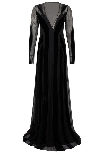 Alberta Ferretti Sheer Panel Long Dress
