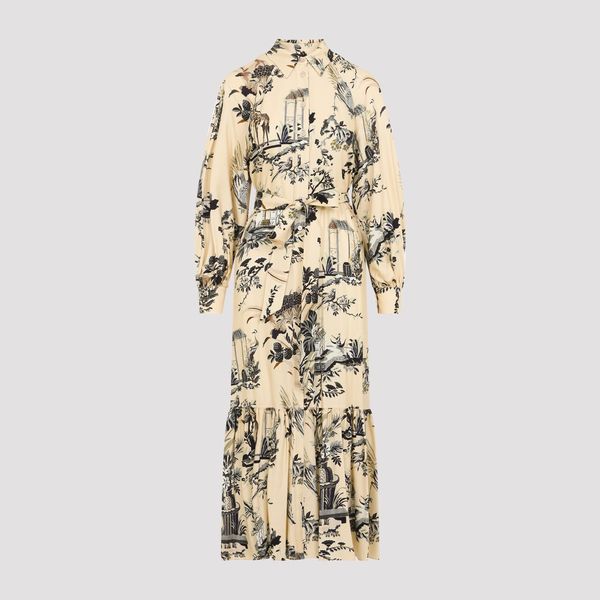 Etro Printed Belted Midi Dress