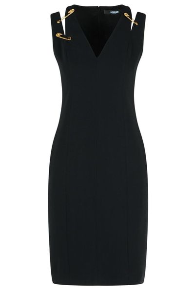 Versace Safety-Pin Detailed V-Neck Dress