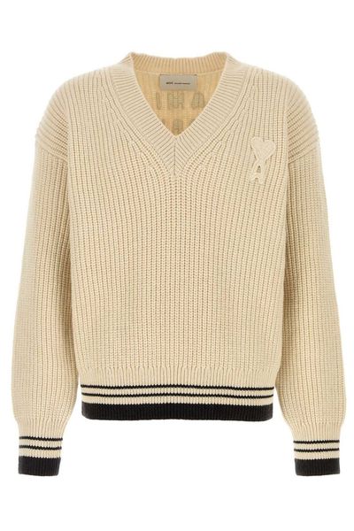 AMI Paris Long-Sleeved V-Neck Jumper
