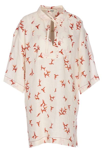 Fendi Coral Printed Three-Quarter Sleeved Shirt