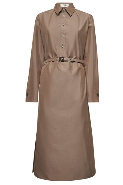 Fendi Long Sleeved Belted Shirt Dress