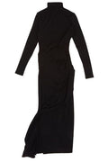 Mugler Draped Turtleneck Dress