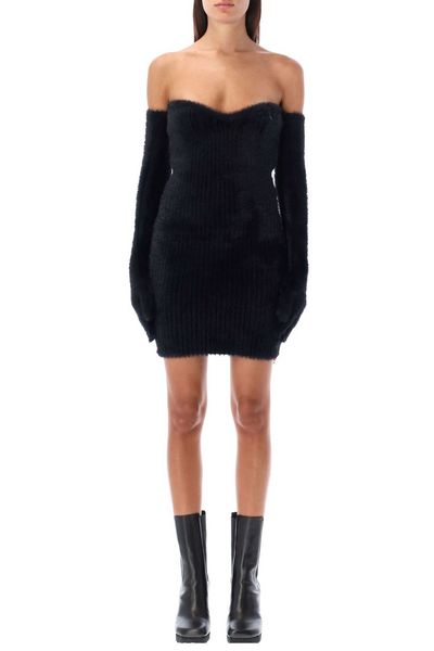 Off-White Fuzzy Gloves Knitted Mini Dress