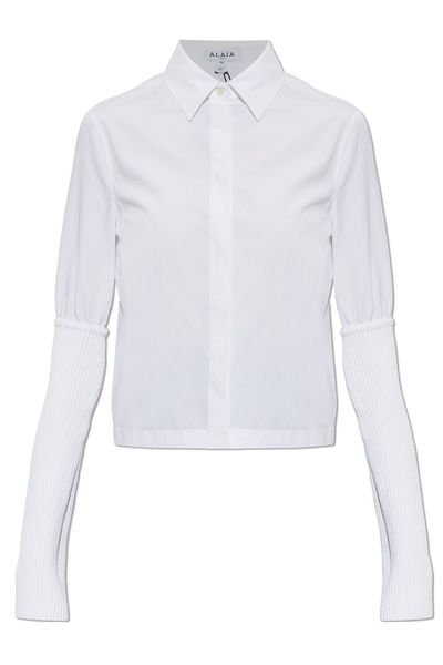 Alaïa Long-Sleeved Straight-Hem Poplin Shirt