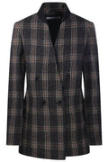 Max Mara Check Patterned Double Breasted Jacket