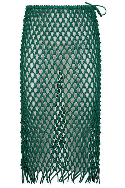 The Frankie Shop Nelaya Macramé-Effect Cut-Out Leather Midi Skirt