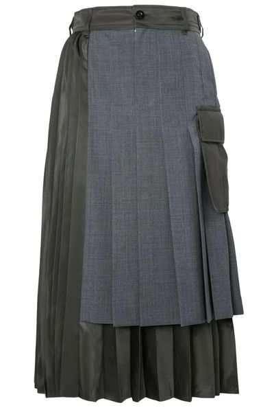 Sacai Pleated Layered Midi Skirt