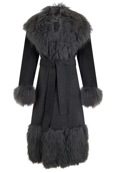 Giuseppe Di Morabito Belted Faux Fur Trim Coat