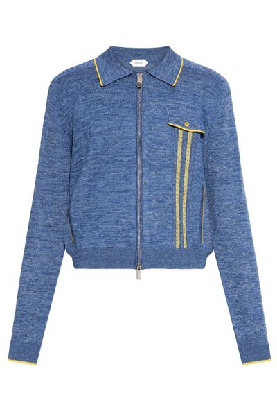 Versace Mouliné Jacquard Knitted Zipped Cardigan