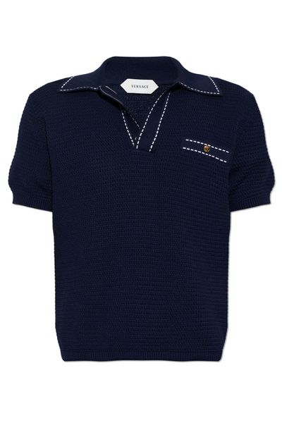Versace Contrast Stitch Polo Knitted Top