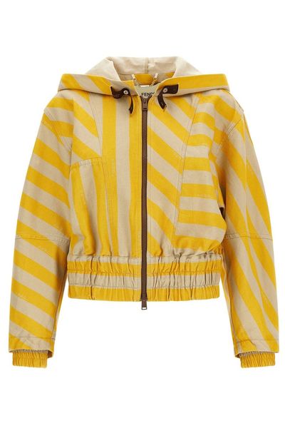 Fendi Pequin Striped Hooded Jacket