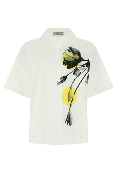 Prada Floral Printed Short-Sleeve Shirt