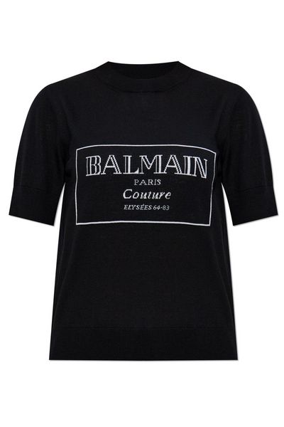 Balmain Logo Intarsia Crewneck T-Shirt