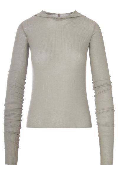 Rick Owens Long Sleeved Ribbed Hoodie