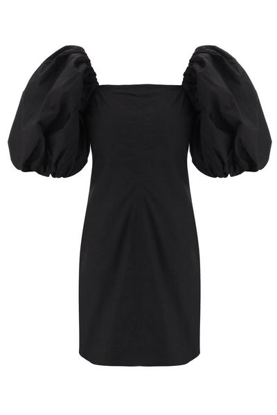Ganni Poplin Puff-Sleeved Mini Dress