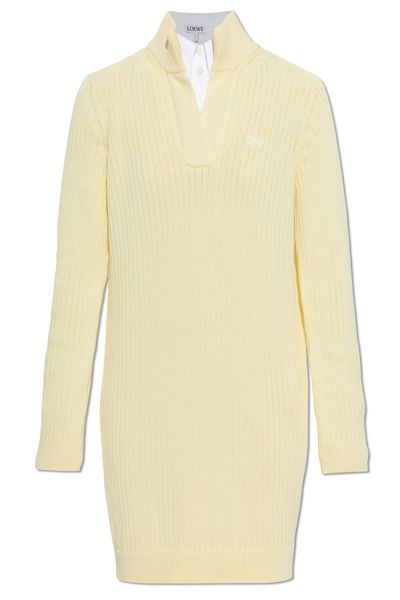 Loewe Logo Embroidered Ribbed Dress