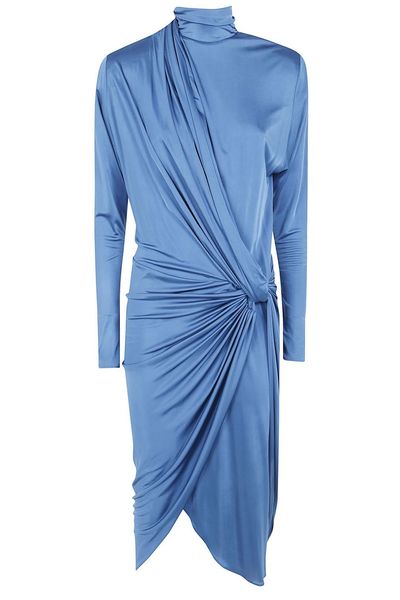 Balmain Draped Flowing Satin Midi Dress