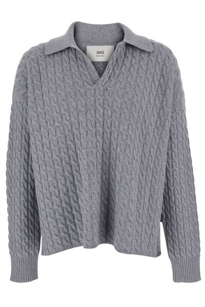 AMI Paris Cable Knitted Polo
