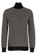 Balmain Monogram-Intarsia Knitted Roll-Neck Jumper