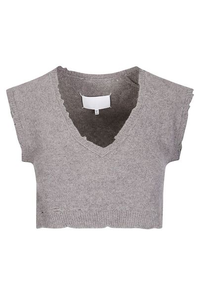 Maison Margiela Distressed Cropped Knitted Top