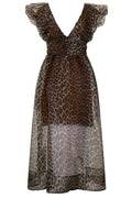 Ganni Ruffled Sheer Midi Dress
