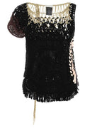 Dries Van Noten Draped Crochet Asymmetric Knit Top