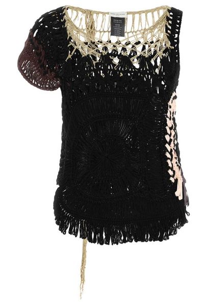 Dries Van Noten Draped Crochet Asymmetric Knit Top