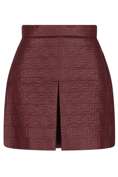 Fendi FF Quilted Front-Slit Mini Skirt