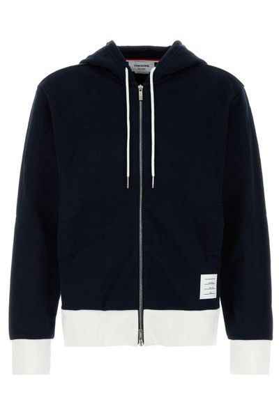 Thom Browne Logo Patch Zip-Up Hoodie