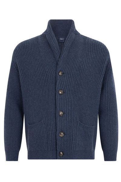Fedeli Ribbed Shawl-Collar Cardigan