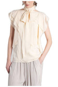 Lanvin Ruffled Tied High-Neck Blouse