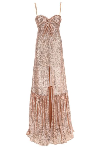 Elisabetta Franchi Sequined Draped Detail Gown