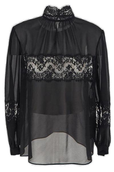 Dolce & Gabbana Lace-Embellished Ruched Detailed Blouse