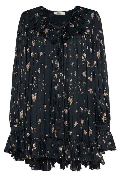 Chloé Gathered Long-Sleeved Mini Dress