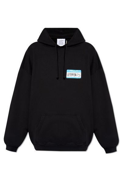 Vetements Name-Tag Printed Jersey Hoodie