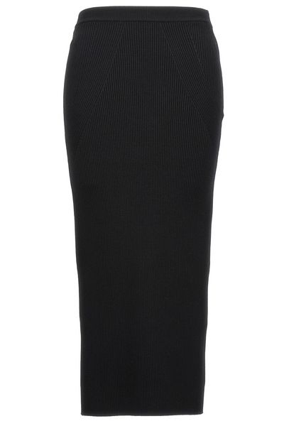 Alexander McQueen Rib-Knit High-Waisted Midi Skirt