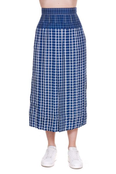 Tory Burch Picnic Plaid Pleated Midi Skirt