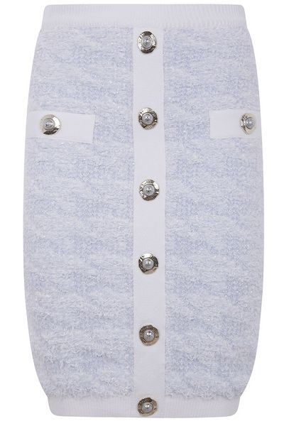 Balmain Button Embellished Tweed Mini Skirt